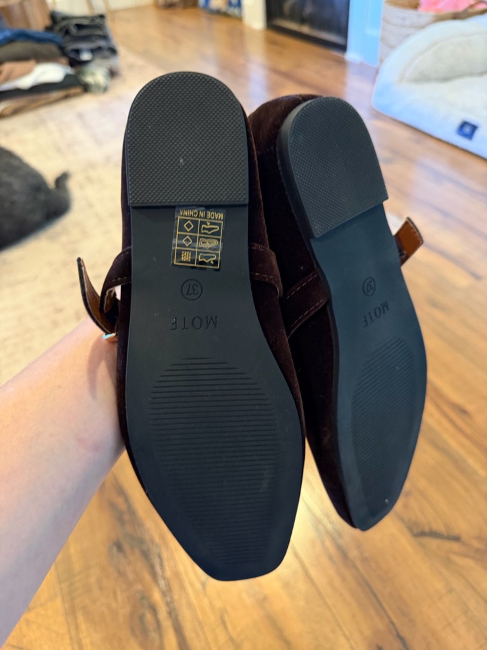 MOTF Chocolate Brown Suede Mary Jane Loafers - Picture 3 of 3